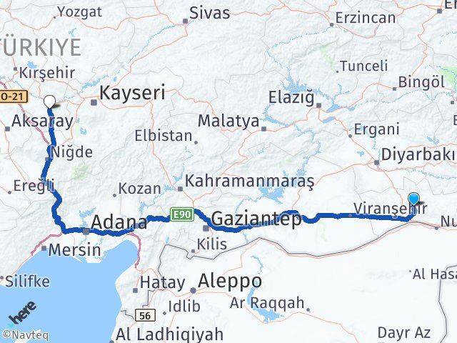 Mardin Yeşilli Nevşehir Arası Kaç Km - Yol Haritası