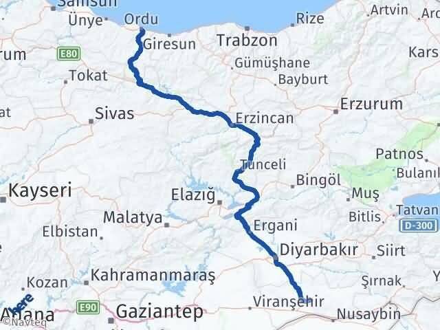 Mardin Yeşilli Ordu Arası Kaç Km - Yol Haritası