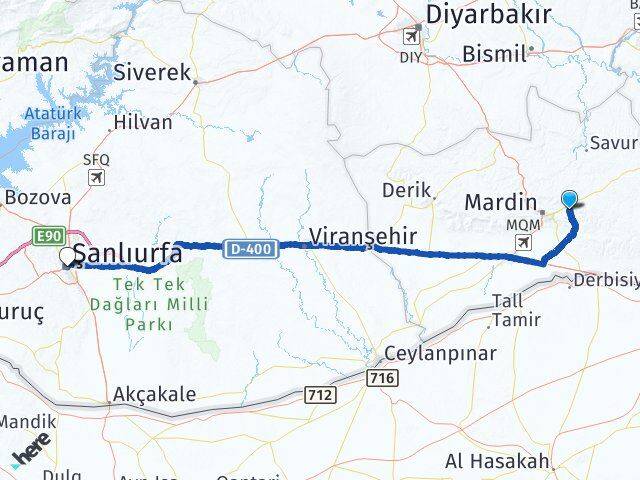 Mardin Yeşilli Şanlıurfa Arası Kaç Km - Yol Haritası