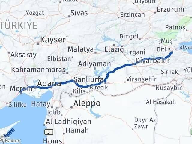 Mersin Akdeniz Bitlis Arası Kaç Km - Yol Haritası