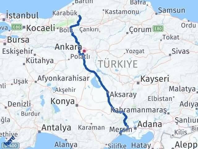 Mersin Akdeniz Karabük Arası Kaç Km - Yol Haritası
