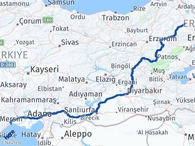 Mersin Akdeniz Kars Arası Kaç Km - Yol Haritası
