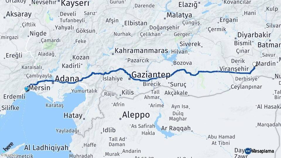 Mersin Akdeniz Mardin Arası Kaç Km - Yol Haritası