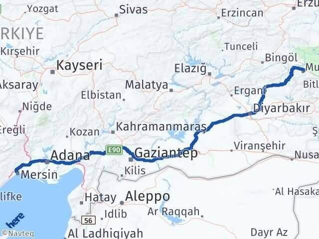 Mersin Akdeniz Muş Arası Kaç Km - Yol Haritası