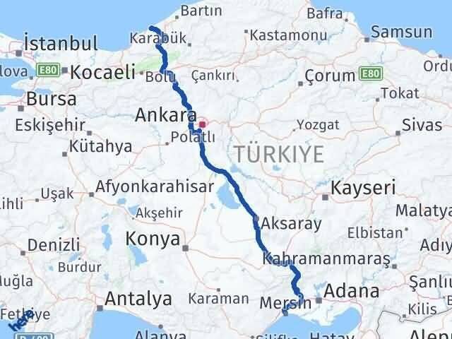 Mersin Akdeniz Zonguldak Arası Kaç Km - Yol Haritası