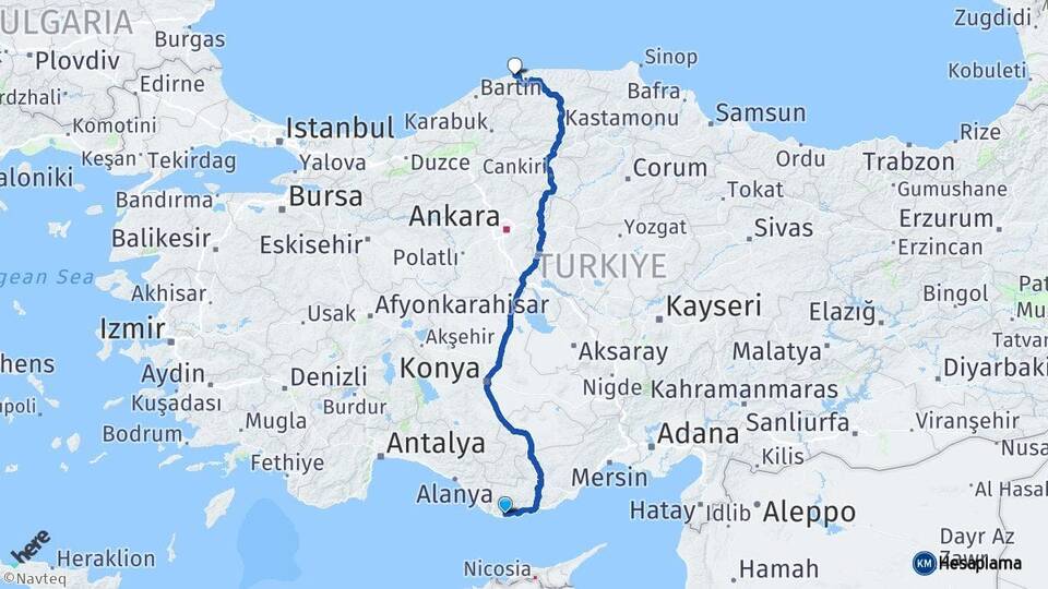 Mersin Anamur Cide Kastamonu Arası Kaç Km - Yol Haritası