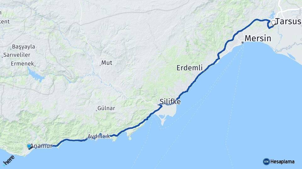 Mersin Anamur Tarsus Arası Kaç Km - Yol Haritası