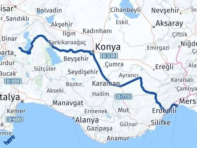 Mersin Atabey Isparta Arası Kaç Km - Yol Haritası