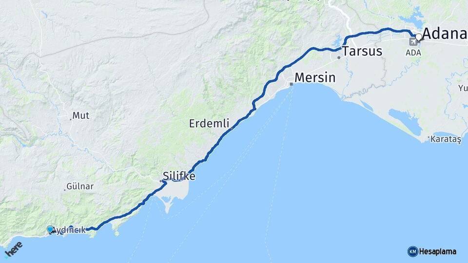 Mersin Aydıncık Adana Arası Kaç Km - Yol Haritası