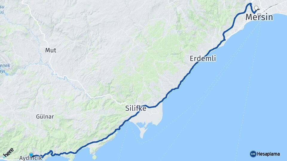 Mersin Aydıncık Toroslar Arası Kaç Km - Yol Haritası
