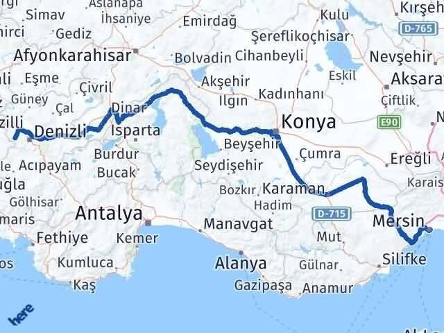 Mersin Babadağ Denizli Arası Kaç Km - Yol Haritası