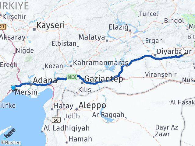 Mersin Beşiri Batman Arası Kaç Km - Yol Haritası