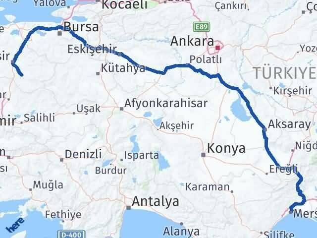 Mersin Bigadiç Balıkesir Arası Kaç Km - Yol Haritası