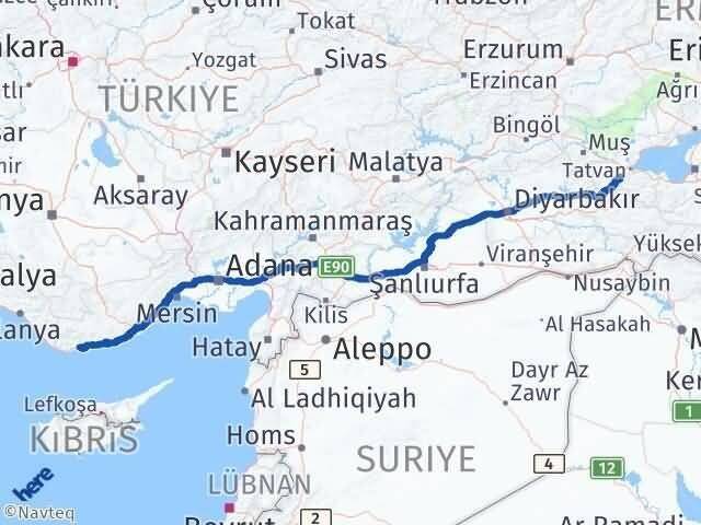 Mersin Bozyazı Bitlis Arası Kaç Km - Yol Haritası