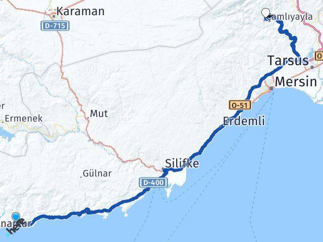 Mersin Bozyazı Çamlıyayla Arası Kaç Km - Yol Haritası