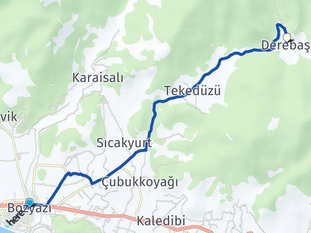 Mersin Bozyazı Derebaşı Bozyazı Arası Kaç Km - Yol Haritası