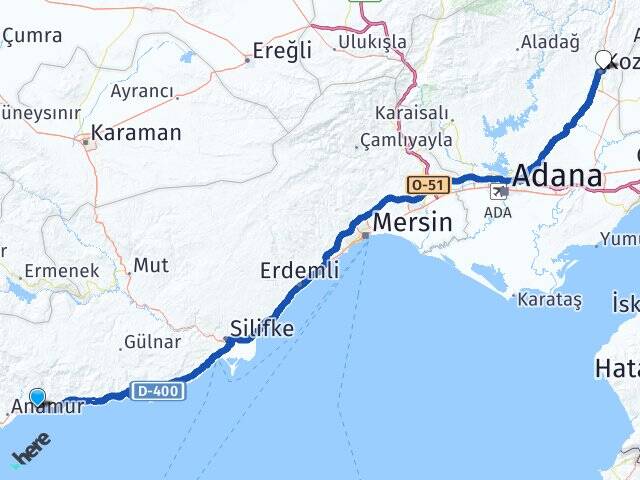 Mersin Bozyazı Kozan Adana Arası Kaç Km - Yol Haritası