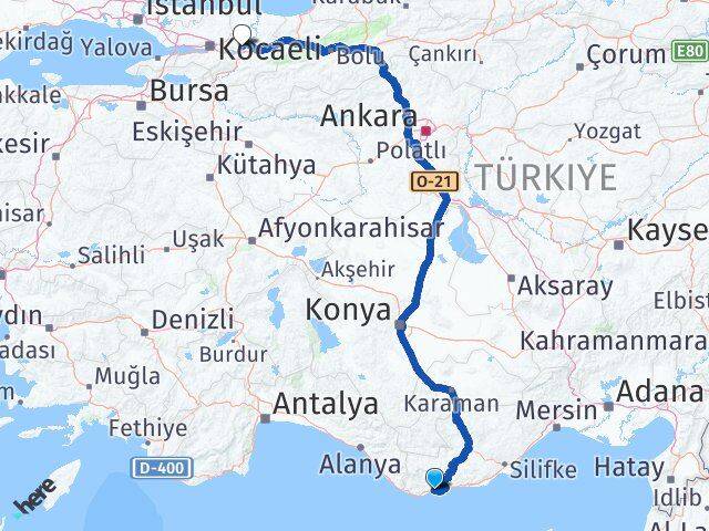 Mersin Bozyazı Sakarya Arası Kaç Km - Yol Haritası
