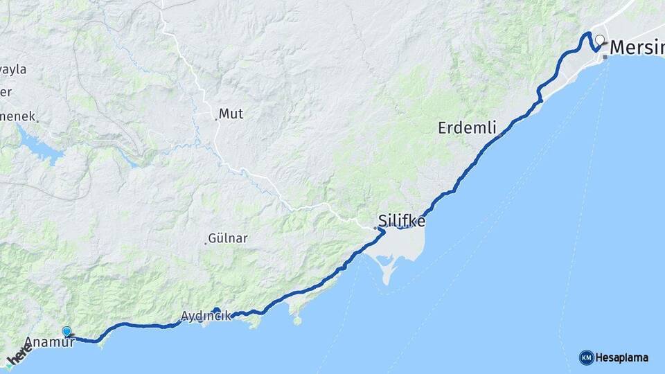 Mersin Bozyazı Toroslar Arası Kaç Km - Yol Haritası