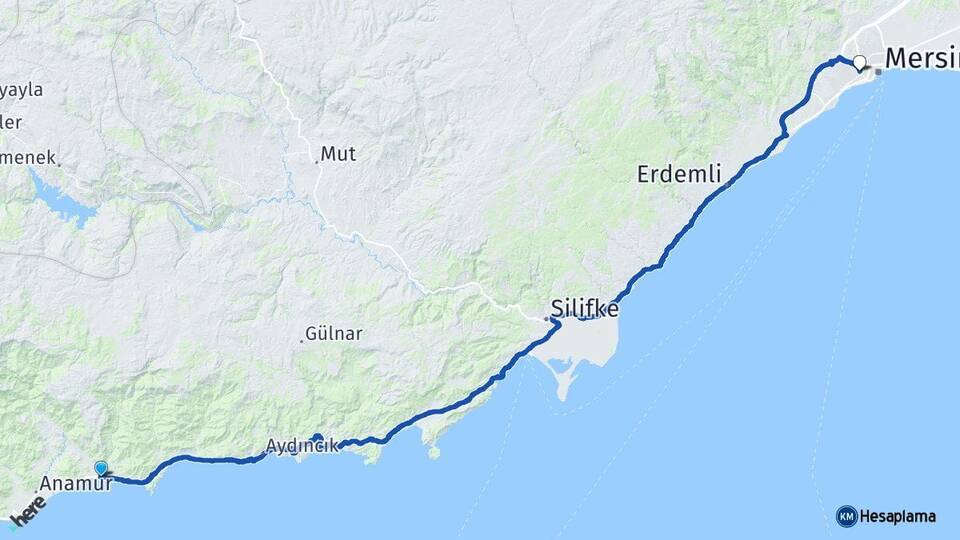 Mersin Bozyazı Yenişehir Arası Kaç Km - Yol Haritası
