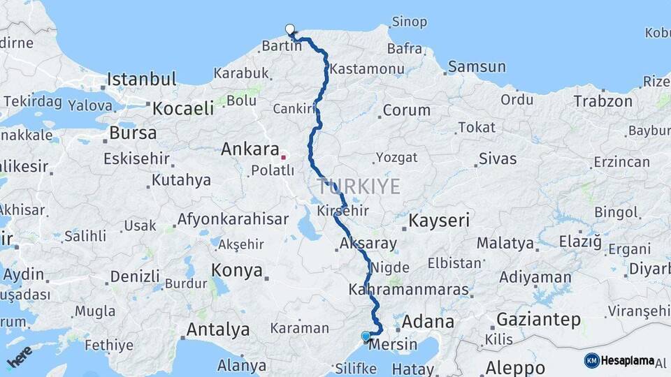 Mersin Cide Kastamonu Arası Kaç Km - Yol Haritası