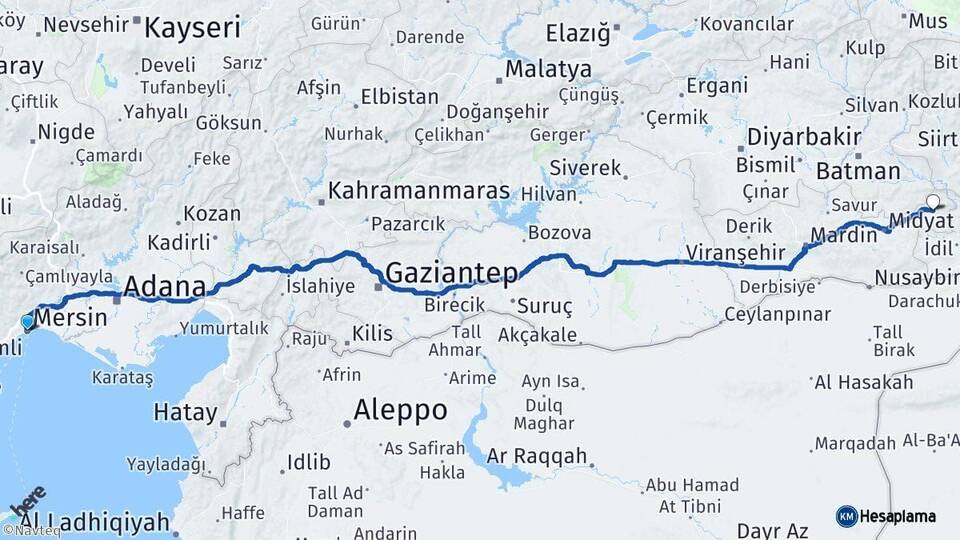 Mersin Dargeçit Mardin Arası Kaç Km - Yol Haritası