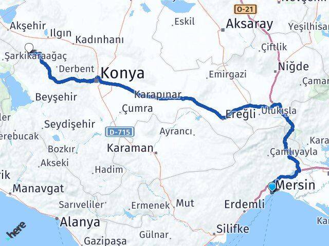 Mersin Doğanhisar Konya Arası Kaç Km - Yol Haritası