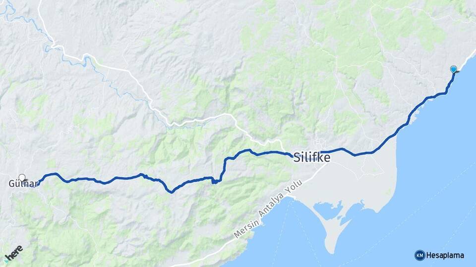 Mersin Erdemli Ayaş Gülnar Arası Kaç Km - Yol Haritası