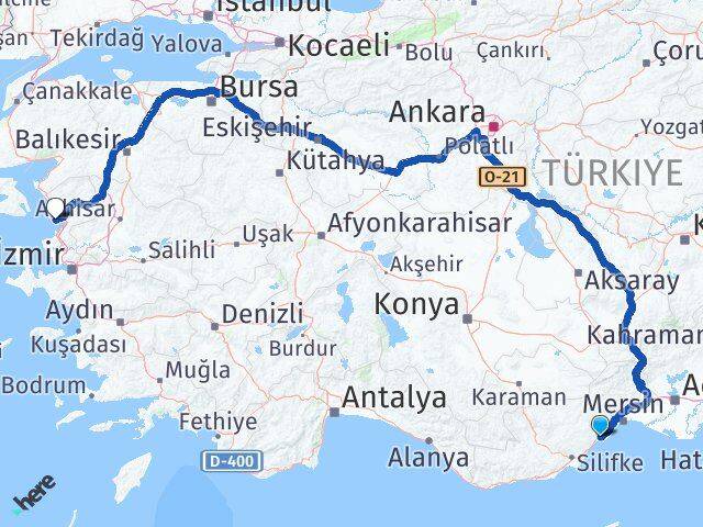 Mersin Erdemli Çandarlı Dikili İzmir Arası Kaç Km - Yol Haritası