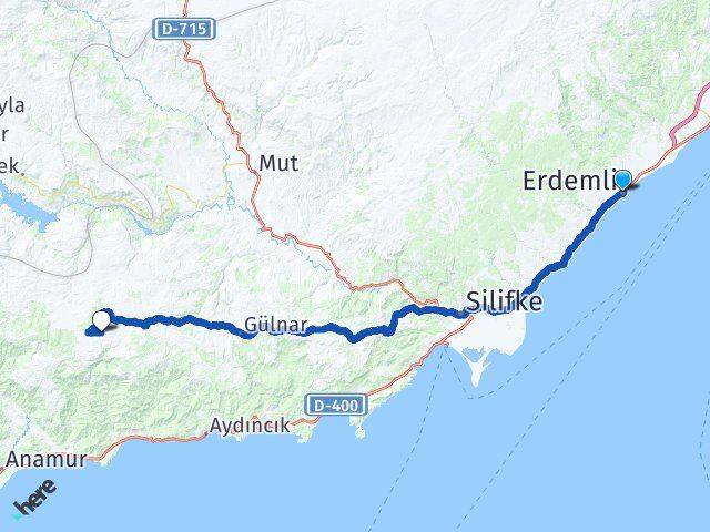 Mersin Erdemli Dereköy Bozyazı Arası Kaç Km - Yol Haritası