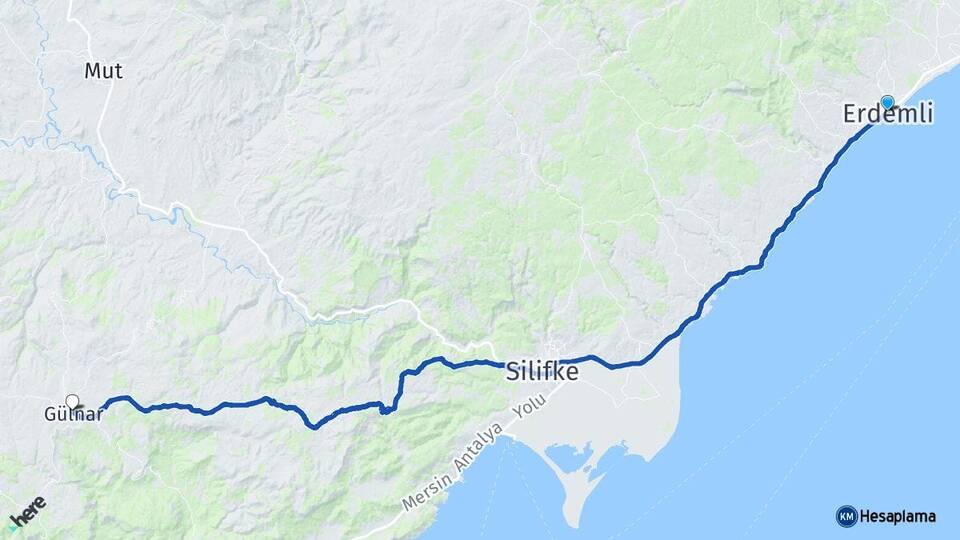 Mersin Erdemli Gülnar Arası Kaç Km - Yol Haritası