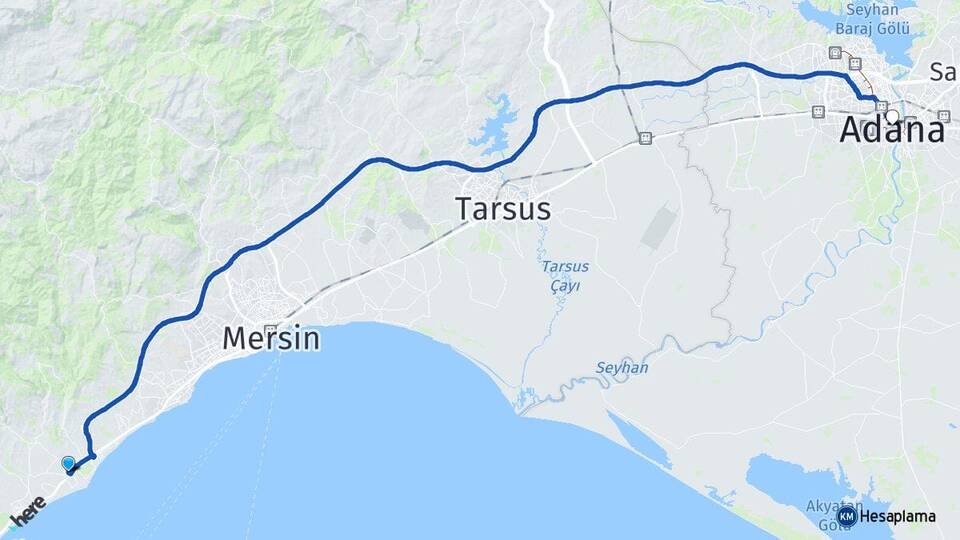 Mersin Erdemli Kargıpınarı Adana Arası Kaç Km - Yol Haritası
