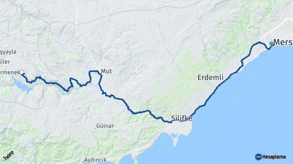 Mersin Ermenek Karaman Arası Kaç Km - Yol Haritası