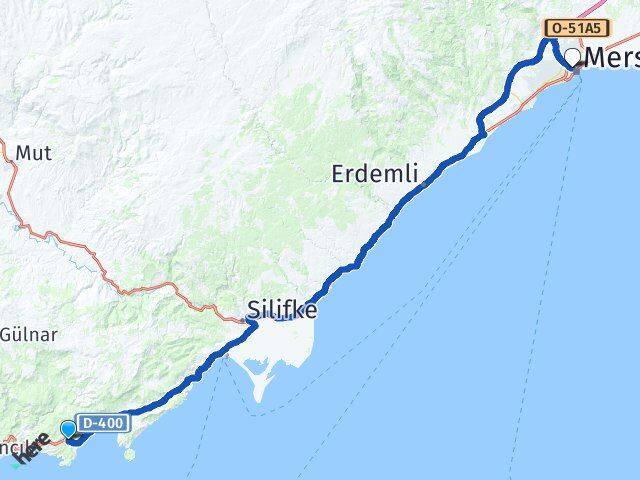 Mersin Gülnar Büyükeceli Akdeniz Arası Kaç Km - Yol Haritası