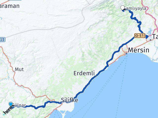 Mersin Gülnar Çamlıyayla Arası Kaç Km - Yol Haritası