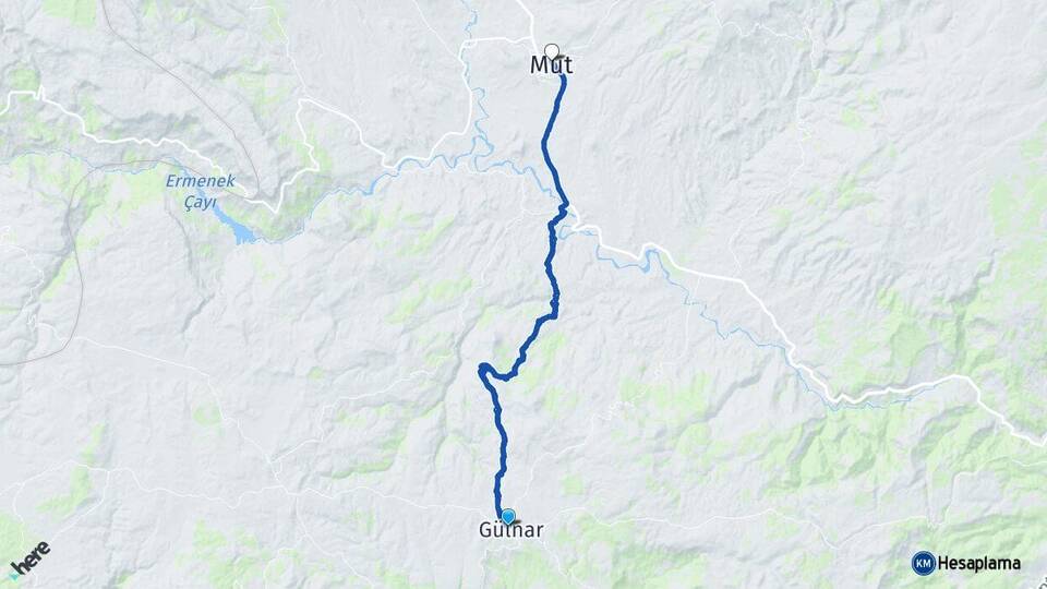 Mersin Gülnar Mut Arası Kaç Km - Yol Haritası