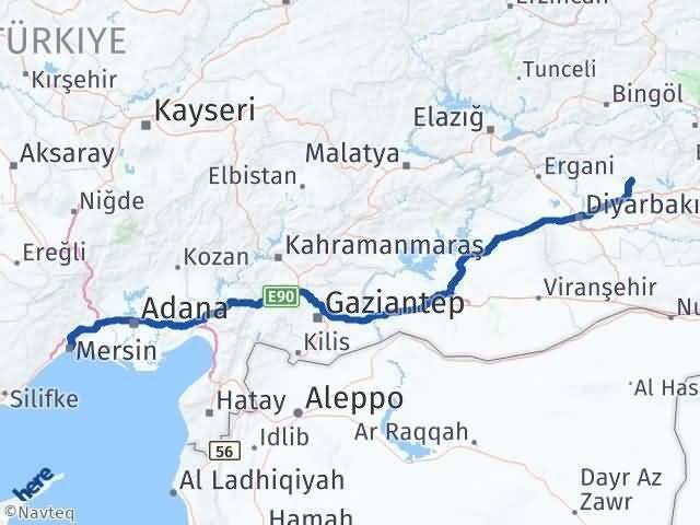 Mersin Hazro Diyarbakır Arası Kaç Km - Yol Haritası