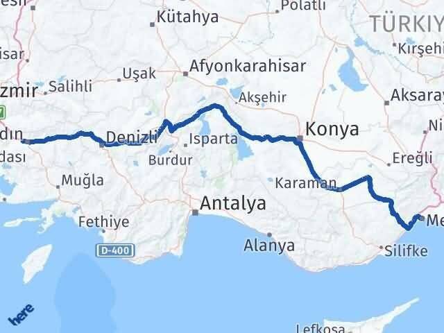 Mersin İncirliova Aydın Arası Kaç Km - Yol Haritası