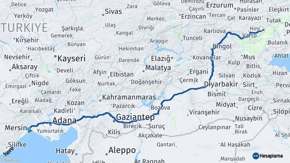 Mersin Karaçoban Erzurum Arası Kaç Km - Yol Haritası