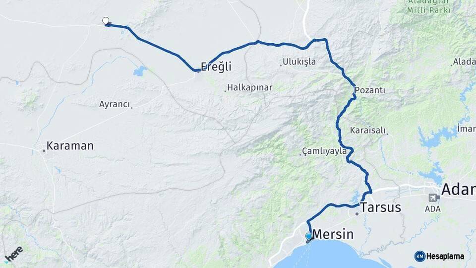 Mersin Karapınar Konya Arası Kaç Km - Yol Haritası