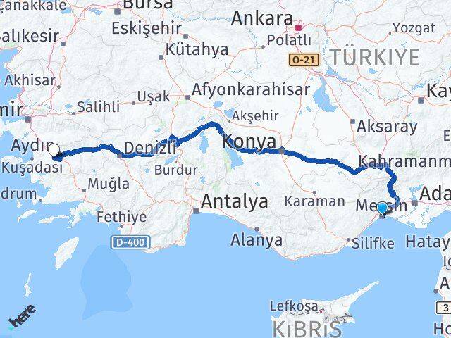 Mersin Koçarlı Aydın Arası Kaç Km - Yol Haritası