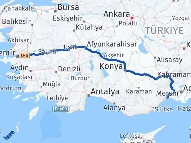 Mersin Konak İzmir Arası Kaç Km - Yol Haritası