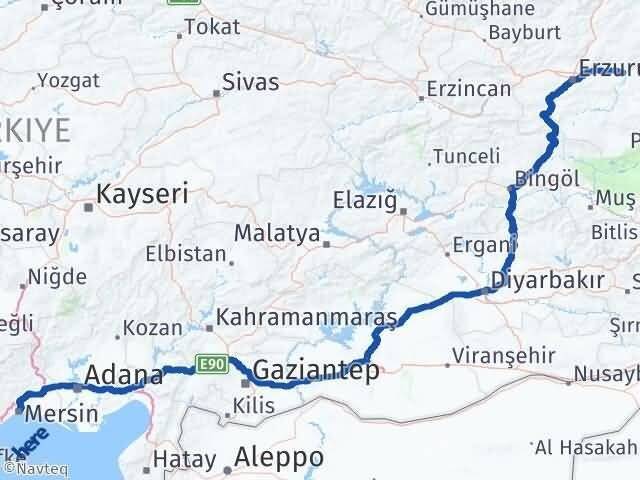 Mersin Köprüköy Erzurum Arası Kaç Km - Yol Haritası