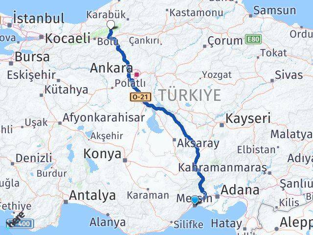 Mersin Mengen Bolu Arası Kaç Km - Yol Haritası