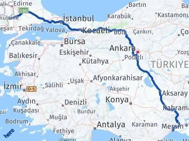 Mersin Meriç Edirne Arası Kaç Km - Yol Haritası