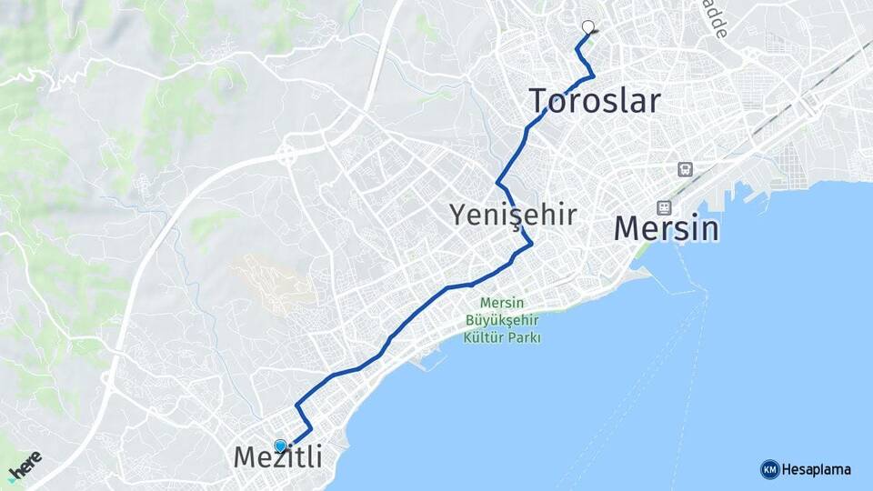 Mersin Mezitli Çağdaşkent Toroslar Arası Kaç Km - Yol Haritası