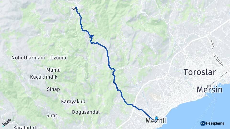 Mersin Mezitli Fındıkpınarı Mezitli Arası Kaç Km - Yol Haritası