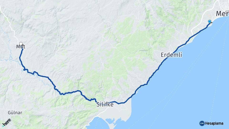 Mersin Mezitli Mut Arası Kaç Km - Yol Haritası