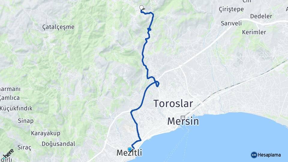 Mersin Mezitli Soğucak Toroslar Arası Kaç Km - Yol Haritası