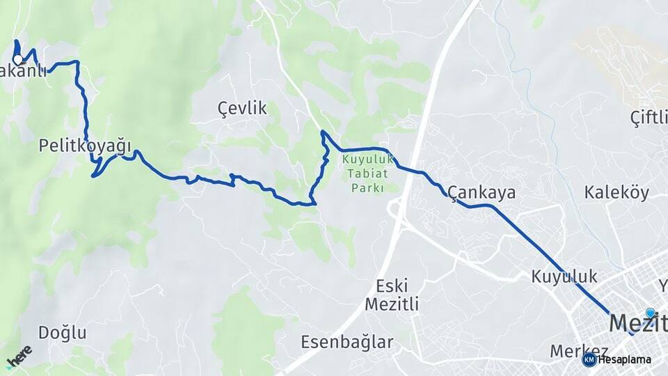 Mersin Mezitli Takanlı Mezitli Arası Kaç Km - Yol Haritası